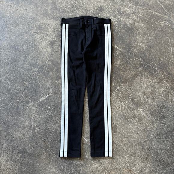 Rag & Bone Skinny Jeans Pants Womens 25 Black Mito Racing Stripe Legging Stretch - Picture 1 of 9